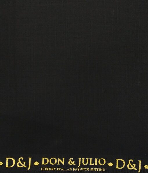 Don & Julio Men's Black Terry Rayon Self Design Unstitched Satin Weave Suiting Fabric  - 3.75 Meter