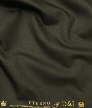 Don & Julio Men's Dark SeaWeed Green Terry Rayon Solid Satin Weave Unstitched Suiting Fabric - 3.75 Meter