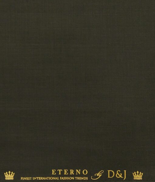 Don & Julio Men's Dark SeaWeed Green Terry Rayon Solid Satin Weave Unstitched Suiting Fabric - 3.75 Meter