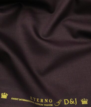 Don & Julio Men's Wine Terry Rayon Solid Satin Weave Unstitched Suiting Fabric - 3.75 Meter
