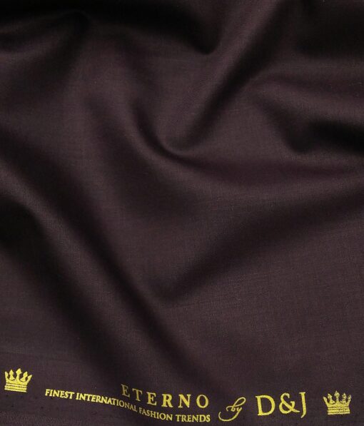 Don & Julio Men's Wine Terry Rayon Solid Satin Weave Unstitched Suiting Fabric - 3.75 Meter