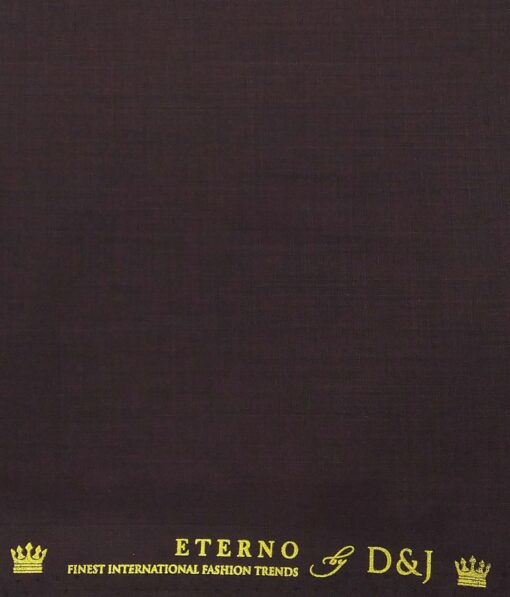 Don & Julio Men's Wine Terry Rayon Solid Satin Weave Unstitched Suiting Fabric - 3.75 Meter