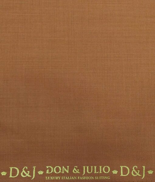 Don & Julio Men's Bronze Orange Terry Rayon Solid Satin Weave Unstitched Suiting Fabric - 3.75 Meter