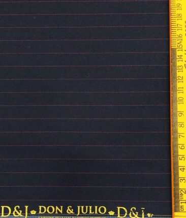 Don & Julio Men's Navy Blue Terry Rayon Mauve Pin Stripes Unstitched Suiting Fabric - 3.75 Meter
