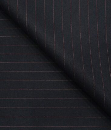 Don & Julio Men's Navy Blue Terry Rayon Mauve Pin Stripes Unstitched Suiting Fabric - 3.75 Meter
