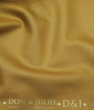 Don & Julio Men's Mustard Yellow Terry Rayon Solid Satin Weave Unstitched Suiting Fabric - 3.75 Meter
