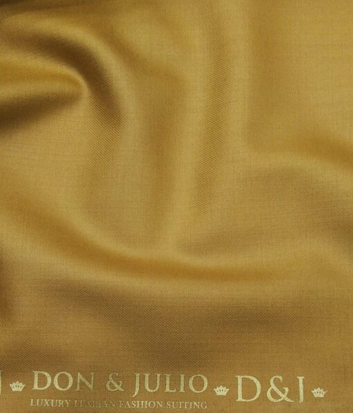Don & Julio Men's Mustard Yellow Terry Rayon Solid Satin Weave Unstitched Suiting Fabric - 3.75 Meter