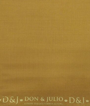 Don & Julio Men's Mustard Yellow Terry Rayon Solid Satin Weave Unstitched Suiting Fabric - 3.75 Meter