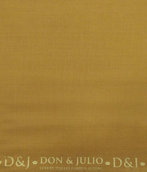 Don & Julio Men's Mustard Yellow Terry Rayon Solid Satin Weave Unstitched Suiting Fabric - 3.75 Meter