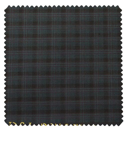 Don & Julio Men's Sea Green Terry Rayon Black Checks Unstitched Suiting Fabric - 3.75 Meter