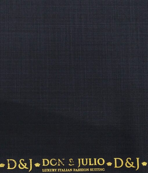 Don & Julio Men's Dark Blue Terry Rayon Self Design Unstitched Suiting Fabric - 3.75 Meter