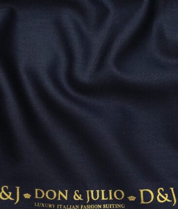 Don & Julio Men's Dark Royal Blue Terry Rayon Solid Satin Weave Unstitched Suiting Fabric - 3.75 Meter