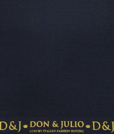 Don & Julio Men's Dark Royal Blue Terry Rayon Solid Satin Weave Unstitched Suiting Fabric - 3.75 Meter