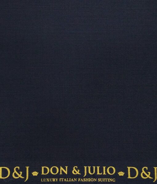 Don & Julio Men's Dark Royal Blue Terry Rayon Solid Satin Weave Unstitched Suiting Fabric - 3.75 Meter