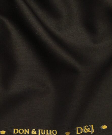 Don & Julio Men's Dark Brown Terry Rayon Solid Satin Weave Unstitched Suiting Fabric - 3.75 Meter