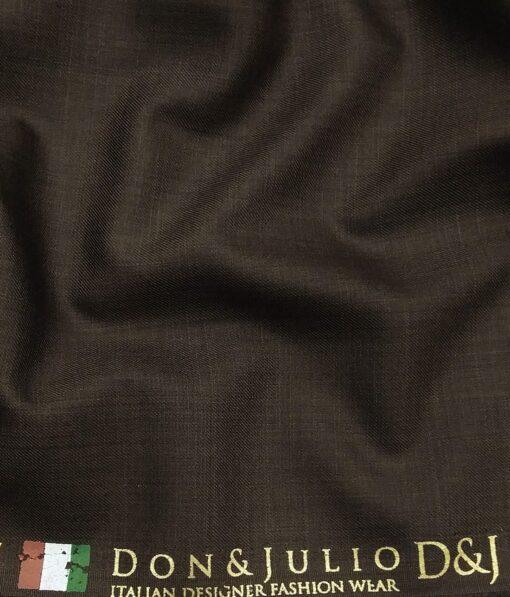 Don & Julio Men's Dark Mocha Brown Terry Rayon Self Design Unstitched Suiting Fabric - 3.75 Meter