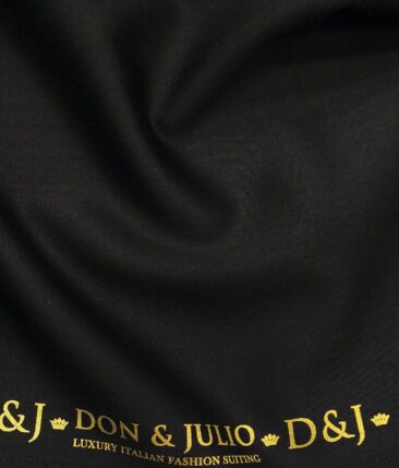 Don & Julio Men's Dark Blue Terry Rayon Solid Satin Weave Unstitched Suiting Fabric - 3.75 Meter