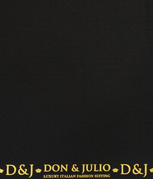 Don & Julio Men's Dark Blue Terry Rayon Solid Satin Weave Unstitched Suiting Fabric - 3.75 Meter