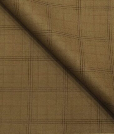 Don & Julio Men's Peanut Brown Terry Rayon Self Broad Checks Unstitched Suiting Fabric - 3.75 Meter