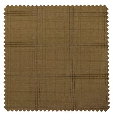 Don & Julio Men's Peanut Brown Terry Rayon Self Broad Checks Unstitched Suiting Fabric - 3.75 Meter