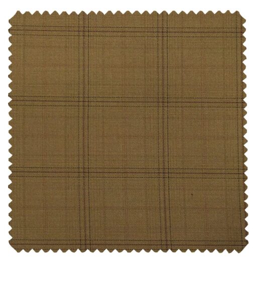 Don & Julio Men's Peanut Brown Terry Rayon Self Broad Checks Unstitched Suiting Fabric - 3.75 Meter