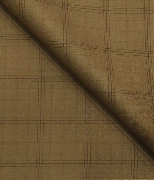 Don & Julio Men's Peanut Brown Terry Rayon Self Broad Checks Unstitched Suiting Fabric - 3.75 Meter