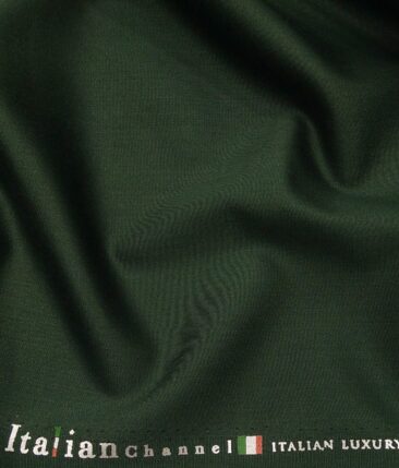 Italian Channel Men's Pine Green Terry Rayon Solid Unstitched Suiting Fabric - 3.75 Meter
