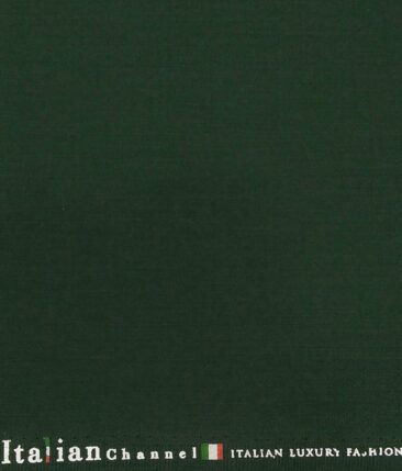 Italian Channel Men's Pine Green Terry Rayon Solid Unstitched Suiting Fabric - 3.75 Meter