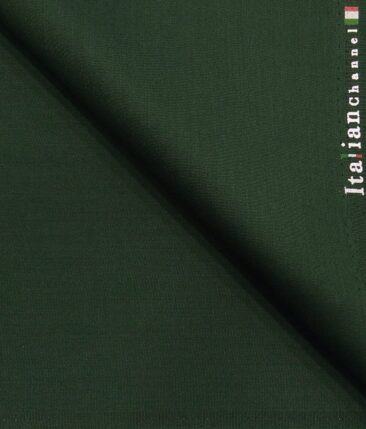 Italian Channel Men's Pine Green Terry Rayon Solid Unstitched Suiting Fabric - 3.75 Meter