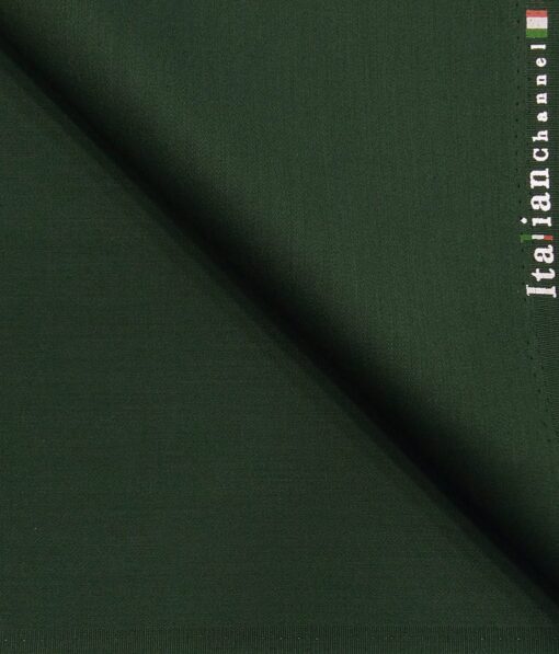 Italian Channel Men's Pine Green Terry Rayon Solid Unstitched Suiting Fabric - 3.75 Meter