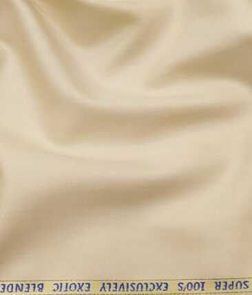 J.Hampstead Italy Men's by Siyaram's Cream 20% Merino Wool Super 100's Solid Unstitched Suiting Fabric - 3.75 Meter