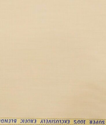 J.Hampstead Italy Men's by Siyaram's Cream 20% Merino Wool Super 100's Solid Unstitched Suiting Fabric - 3.75 Meter