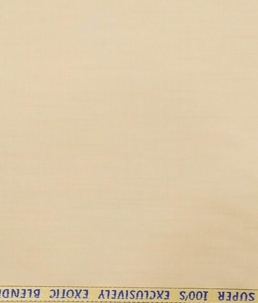J.Hampstead Italy Men's by Siyaram's Cream 20% Merino Wool Super 100's Solid Unstitched Suiting Fabric - 3.75 Meter