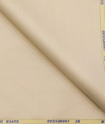 J.Hampstead Italy Men's by Siyaram's Cream 20% Merino Wool Super 100's Solid Unstitched Suiting Fabric - 3.75 Meter