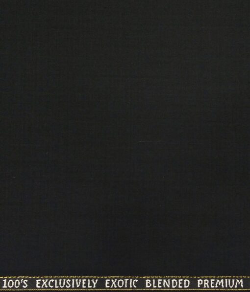 J.Hampstead Italy Men's by Siyaram's Jet Black 20% Merino Wool Super 100's Solid Unstitched Suiting Fabric - 3.75 Meter