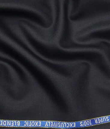 J.Hampstead Italy Men's by Siyaram's Dark Blue 20% Merino Wool Super 100's Solid Unstitched Suiting Fabric - 3.75 Meter