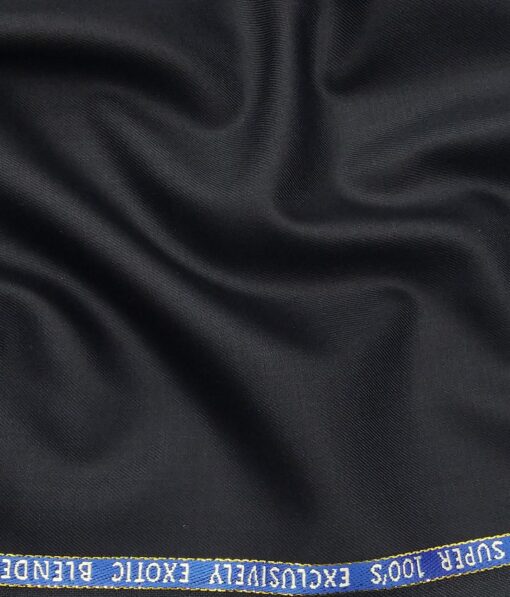 J.Hampstead Italy Men's by Siyaram's Dark Blue 20% Merino Wool Super 100's Solid Unstitched Suiting Fabric - 3.75 Meter