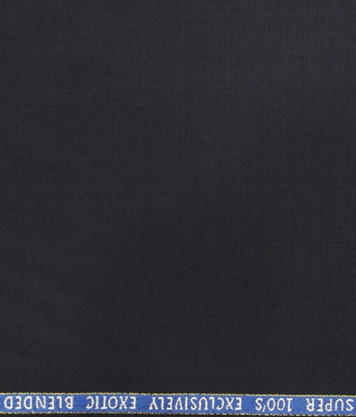 J.Hampstead Italy Men's by Siyaram's Dark Blue 20% Merino Wool Super 100's Solid Unstitched Suiting Fabric - 3.75 Meter