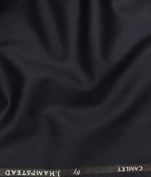 J.Hampstead Italy Men's by Siyaram's Dark Navy Blue Terry Rayon Solid Unstitched Suiting Fabric - 3.75 Meter