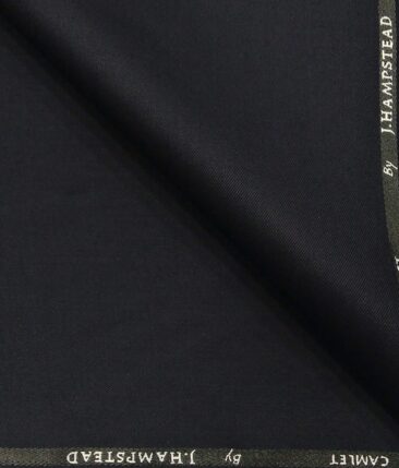 J.Hampstead Italy Men's by Siyaram's Dark Navy Blue Terry Rayon Solid Unstitched Suiting Fabric - 3.75 Meter