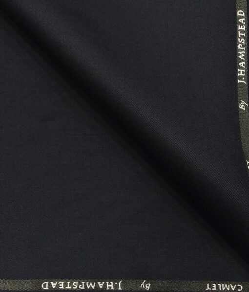 J.Hampstead Italy Men's by Siyaram's Dark Navy Blue Terry Rayon Solid Unstitched Suiting Fabric - 3.75 Meter