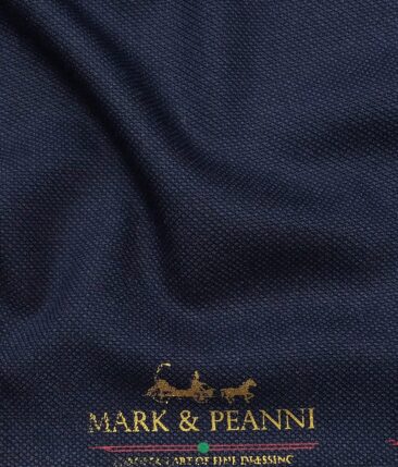 Mark & Peanni Men's Dark Blue Terry Rayon Structured Unstitched Suiting Fabric - 3.75 Meter