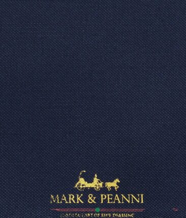 Mark & Peanni Men's Dark Blue Terry Rayon Structured Unstitched Suiting Fabric - 3.75 Meter
