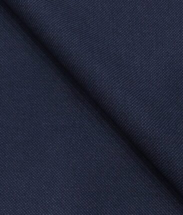 Mark & Peanni Men's Dark Blue Terry Rayon Structured Unstitched Suiting Fabric - 3.75 Meter