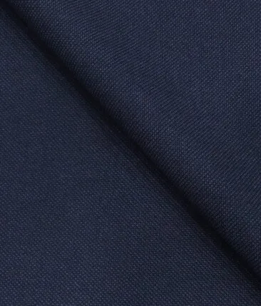 Mark & Peanni Men's Dark Blue Terry Rayon Structured Unstitched Suiting Fabric - 3.75 Meter