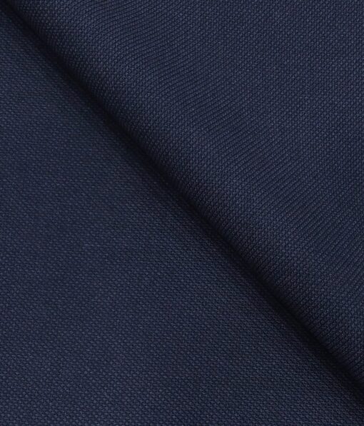 Mark & Peanni Men's Dark Blue Terry Rayon Structured Unstitched Suiting Fabric - 3.75 Meter
