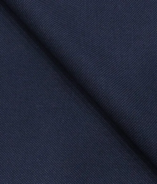 Mark & Peanni Men's Dark Blue Terry Rayon Structured Unstitched Suiting Fabric - 3.75 Meter
