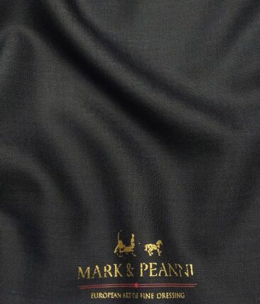Mark & Peanni Men's Dark Greyish Green Terry Rayon Self Design Unstitched Suiting Fabric - 3.75 Meter
