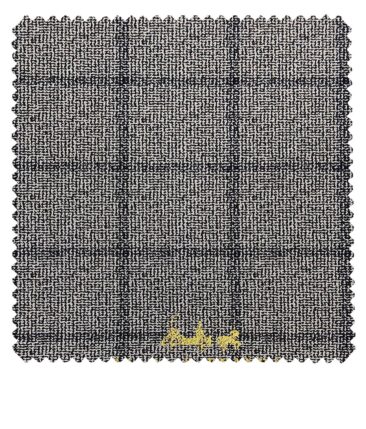 Mark & Peanni Men's Light Grey Terry Rayon Black Checks cum Structured Unstitched Suiting Fabric - 3.75 Meter