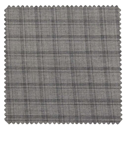 Raymond Men's Ecovera Light Grey 35% Merino Wool Black Checks Unstitched Suiting Fabric - 3.75 Meter